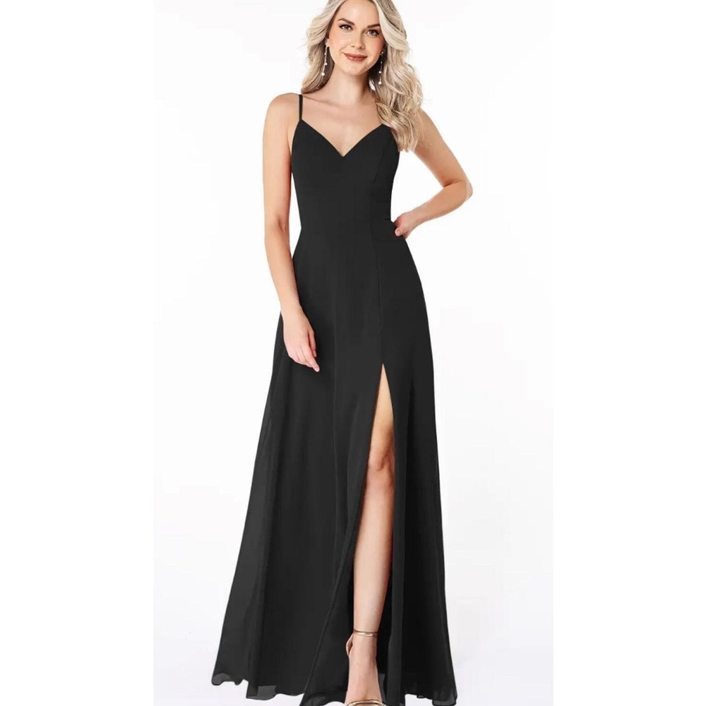 Azazie Black Maxi Dress with Slit